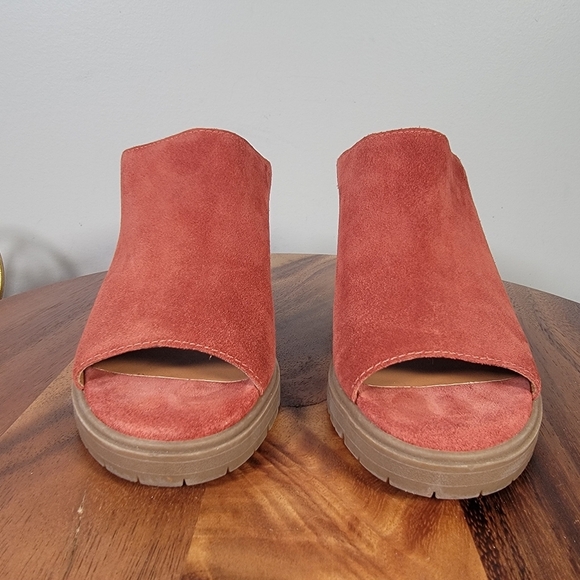 Lucky Brand Dalliey Chunky Mules Size 8.5 Suede Block Heel Pumpkin Spice Fall - Picture 5 of 12